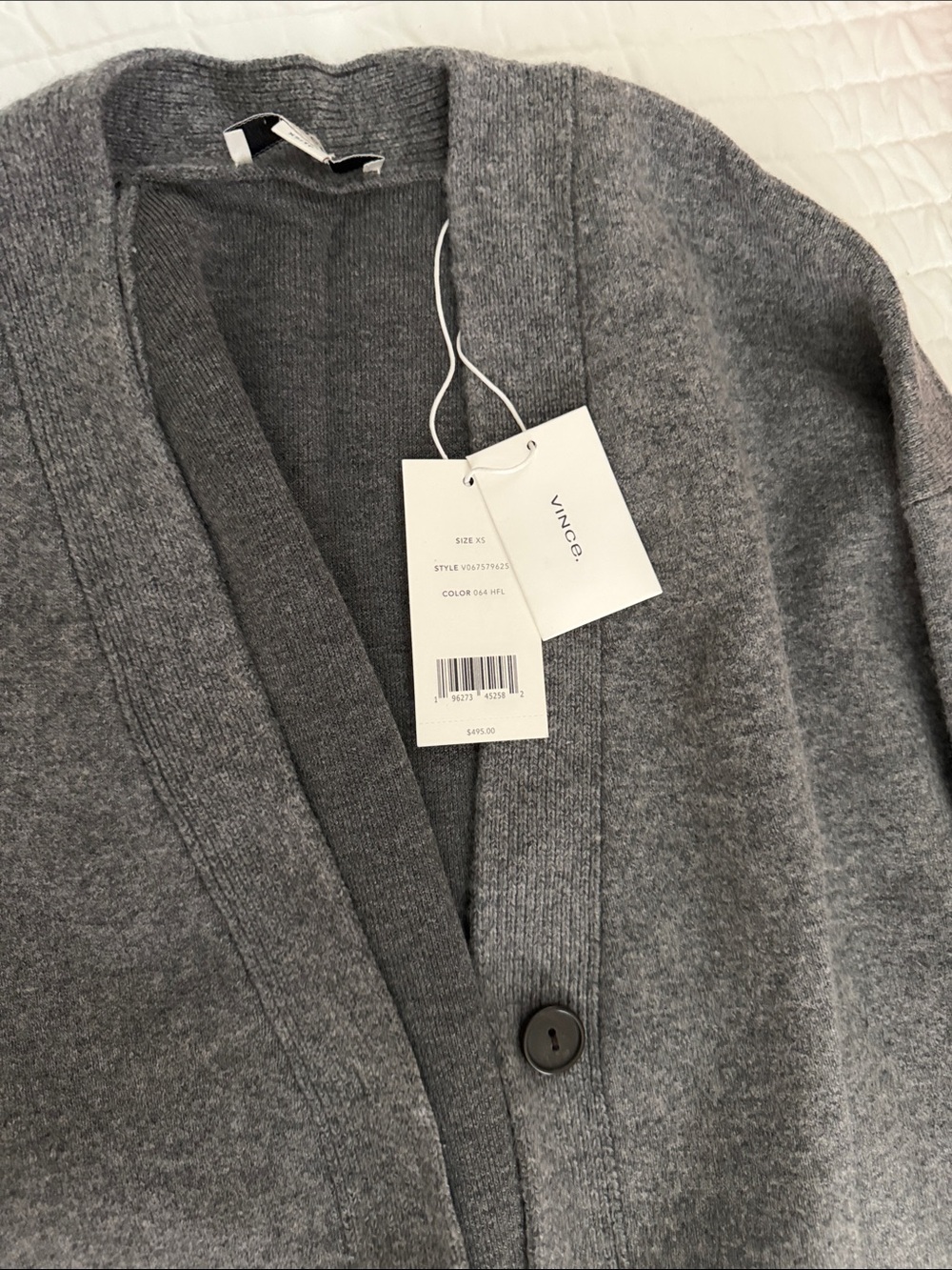 Vince Gray V-Neck Button Cardigan Sweater